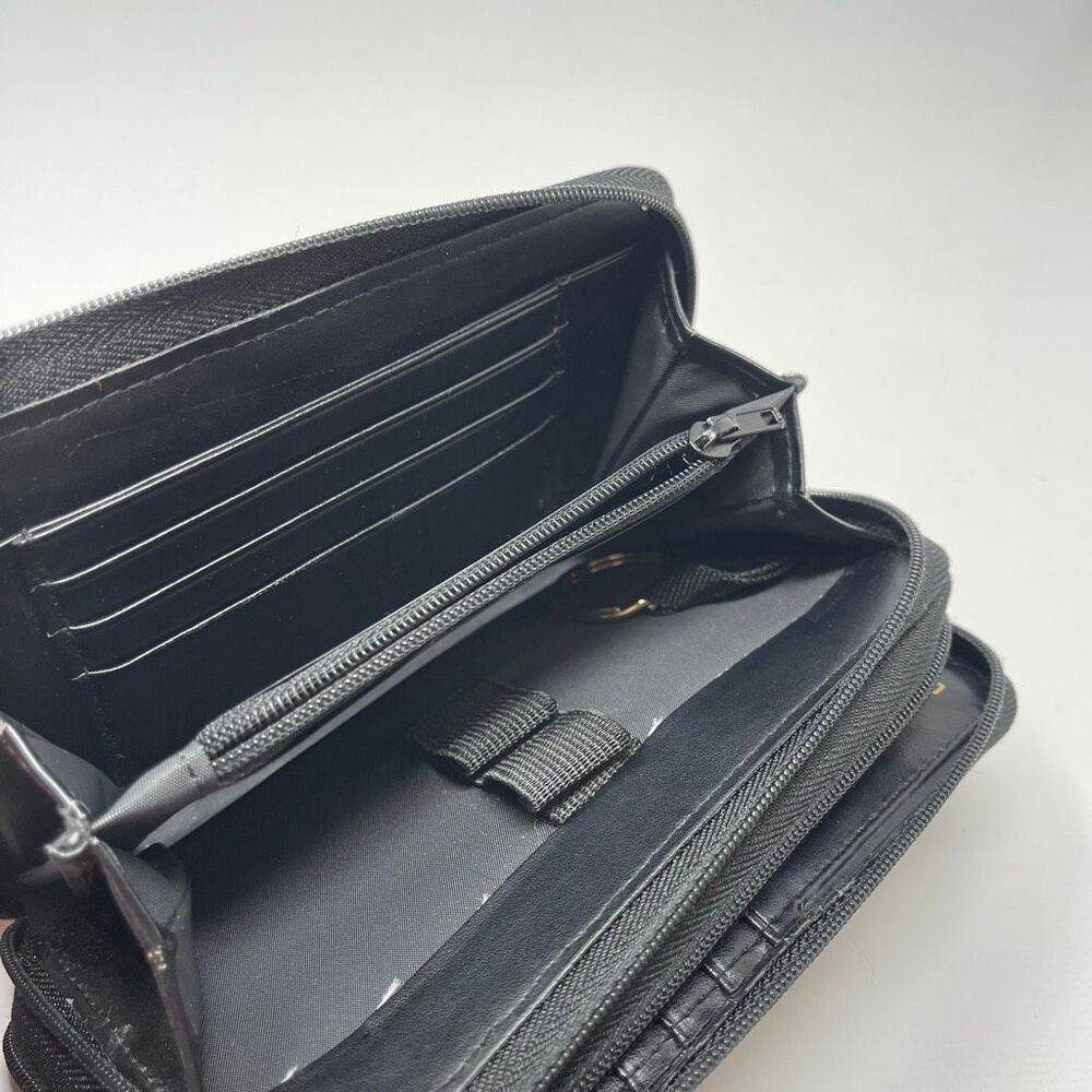 Buxton RFID Julia Heiress Double Zip Around Leather Wallet Black - Picture 7 of 8